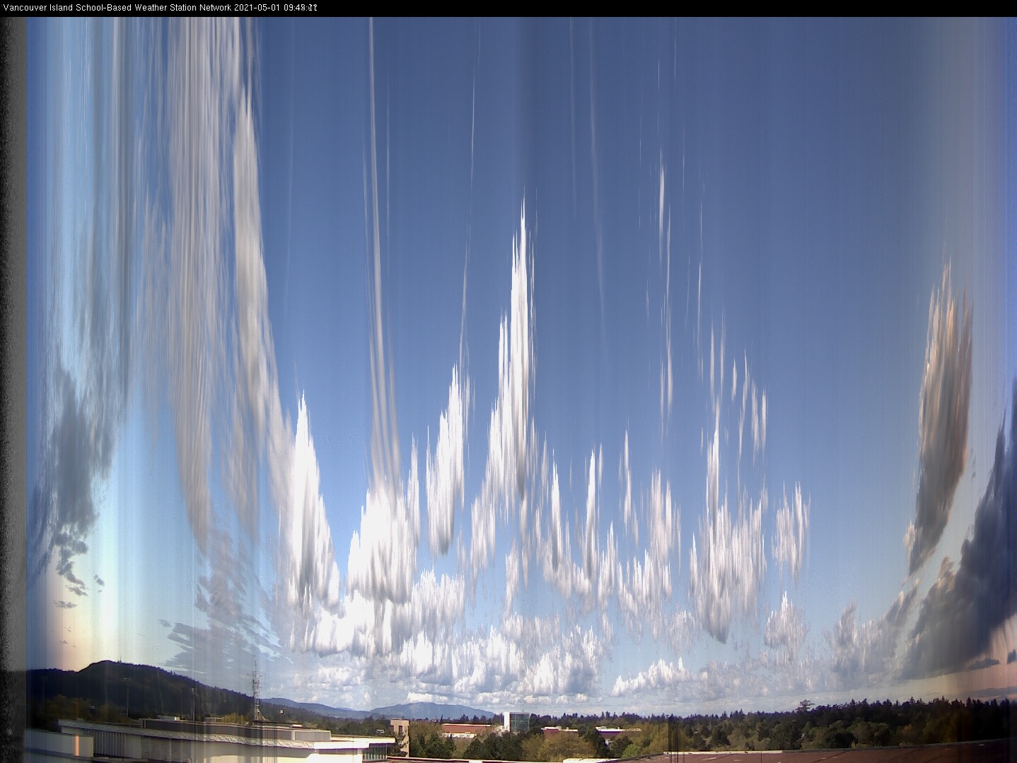 image of the sky seen from UVic, each column of pixels is a different minute, keogram