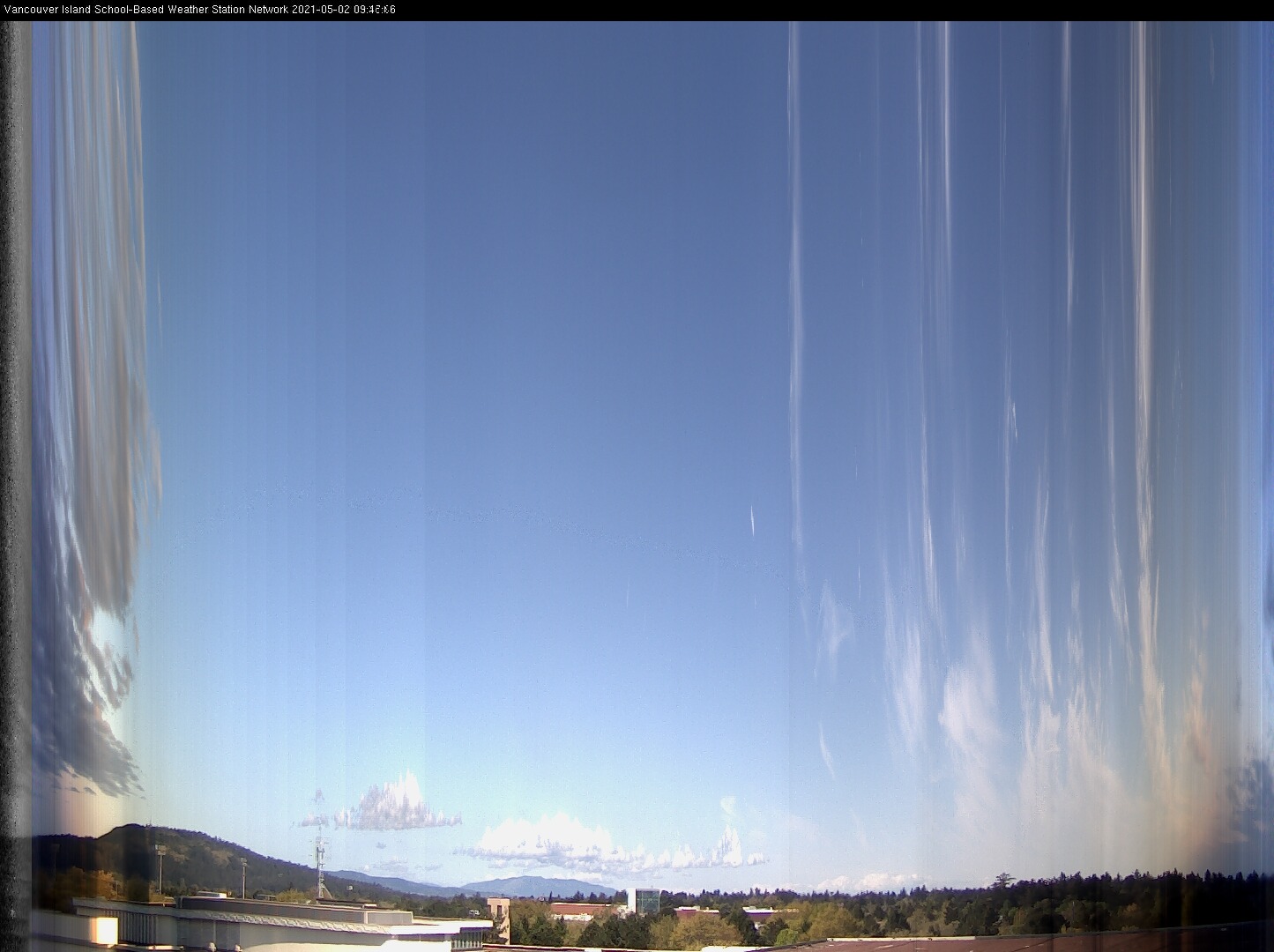 image of the sky seen from UVic, each column of pixels is a different minute, keogram