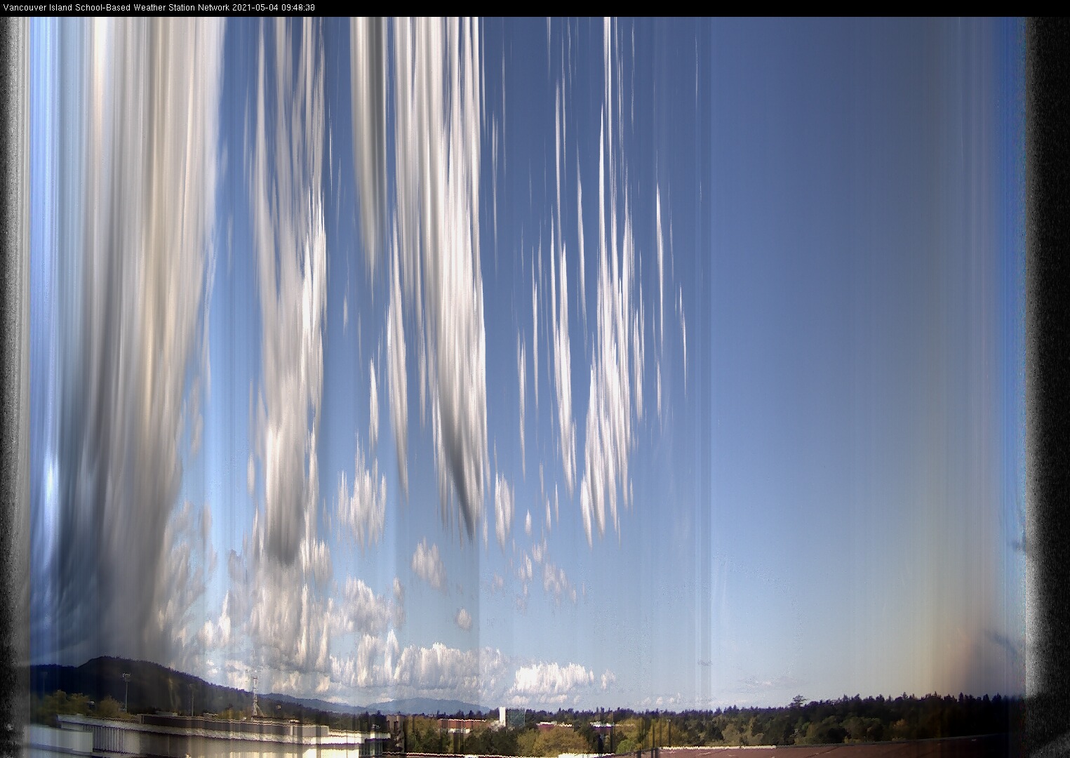 image of the sky seen from UVic, each column of pixels is a different minute, keogram