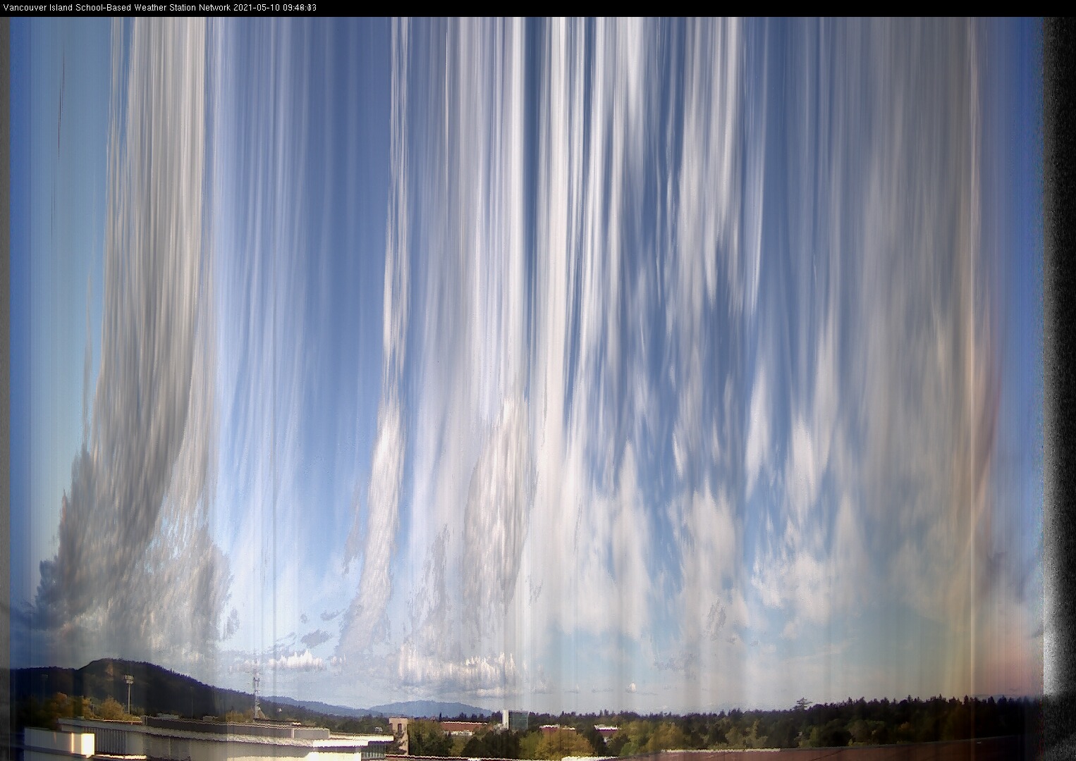 image of the sky seen from UVic, each column of pixels is a different minute, keogram