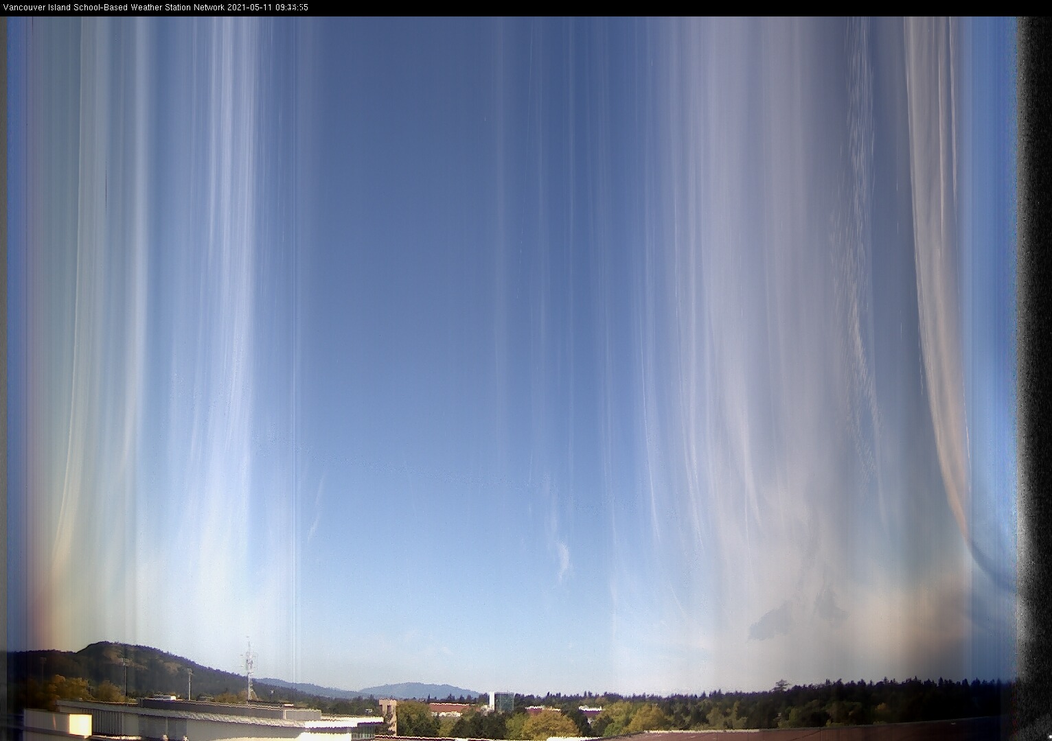 image of the sky seen from UVic, each column of pixels is a different minute, keogram