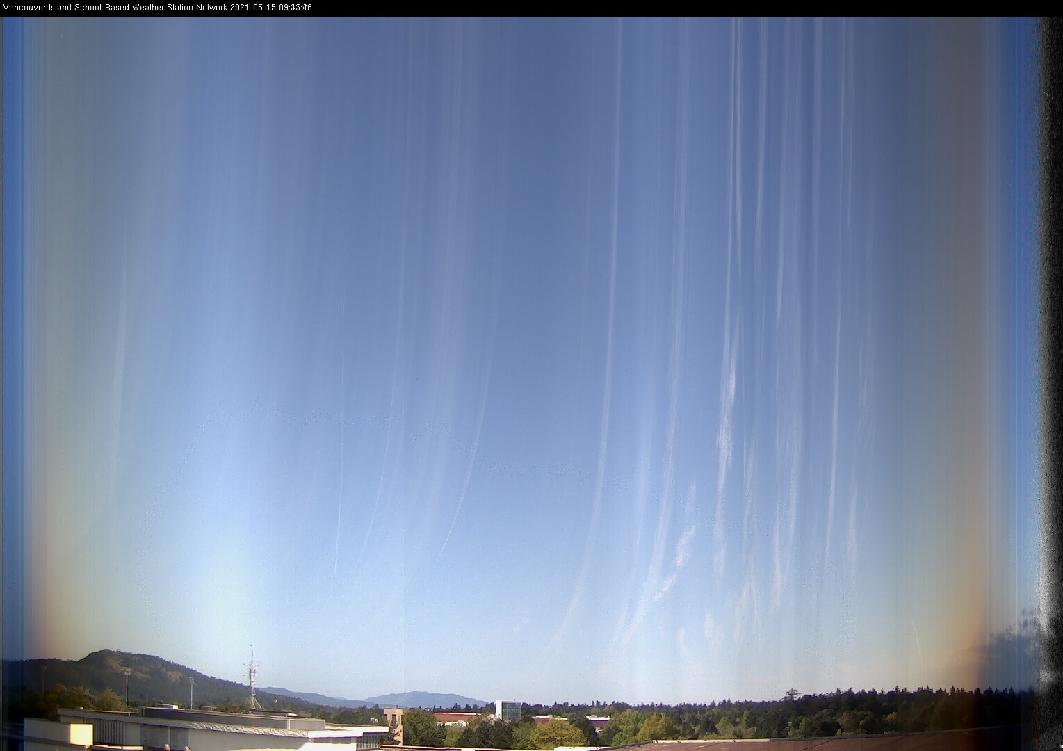 image of the sky seen from UVic, each column of pixels is a different minute, keogram
