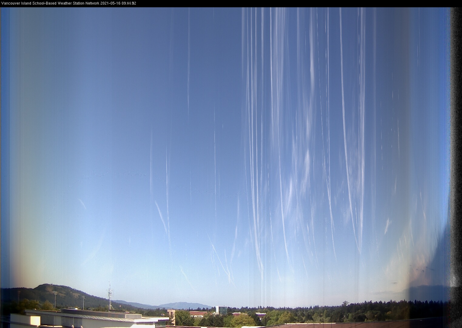image of the sky seen from UVic, each column of pixels is a different minute, keogram