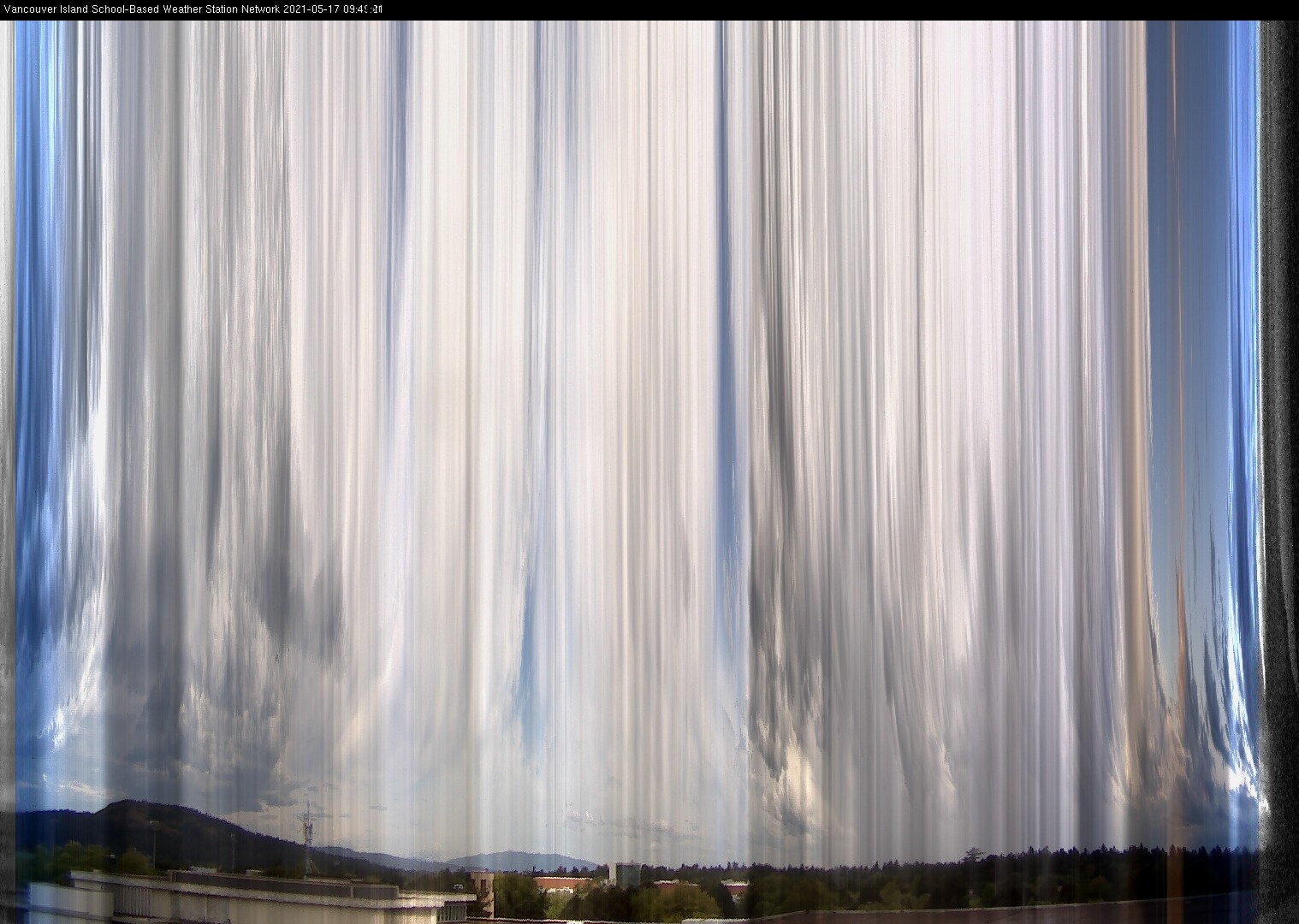 image of the sky seen from UVic, each column of pixels is a different minute, keogram