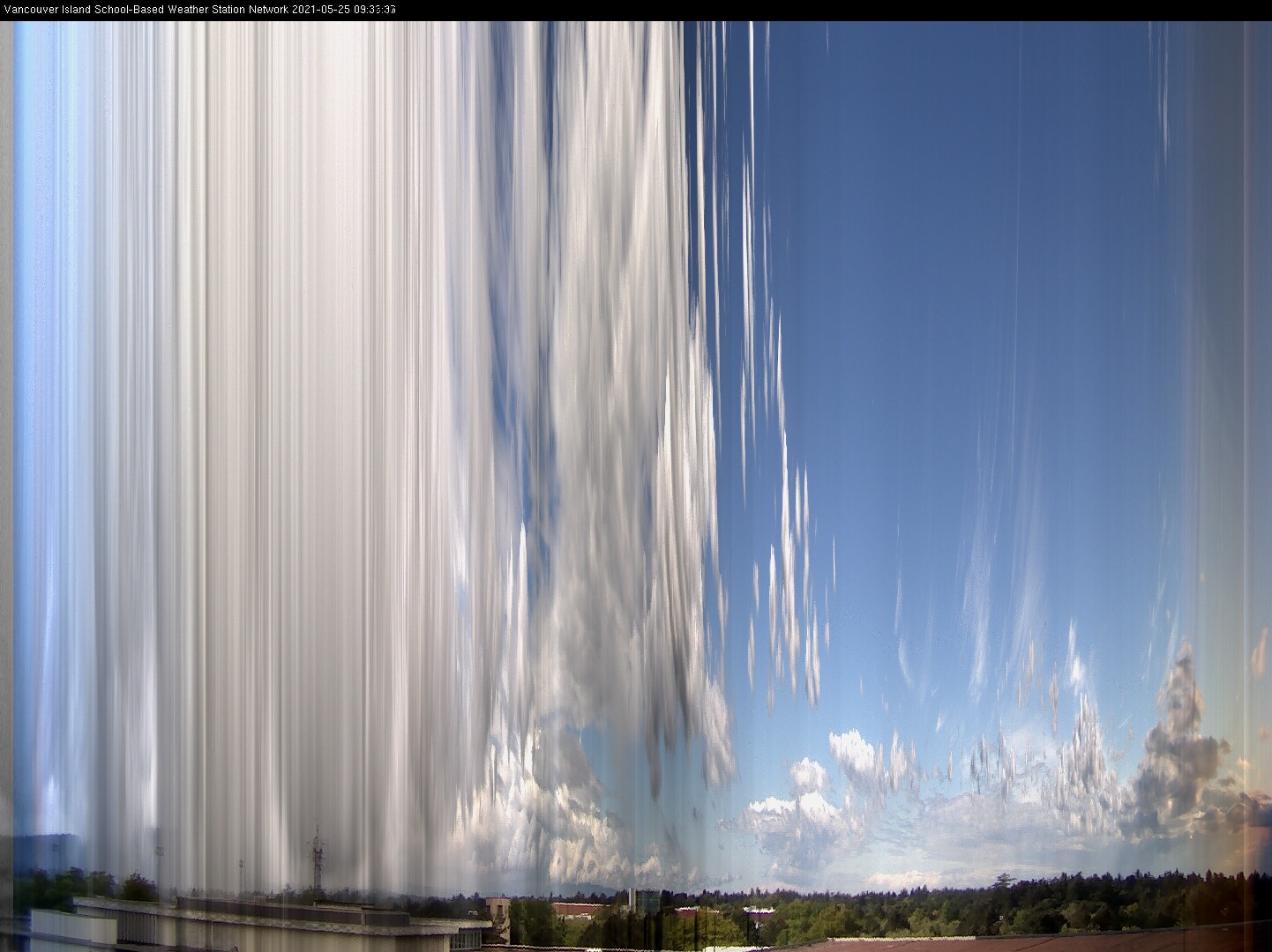 image of the sky seen from UVic, each column of pixels is a different minute, keogram