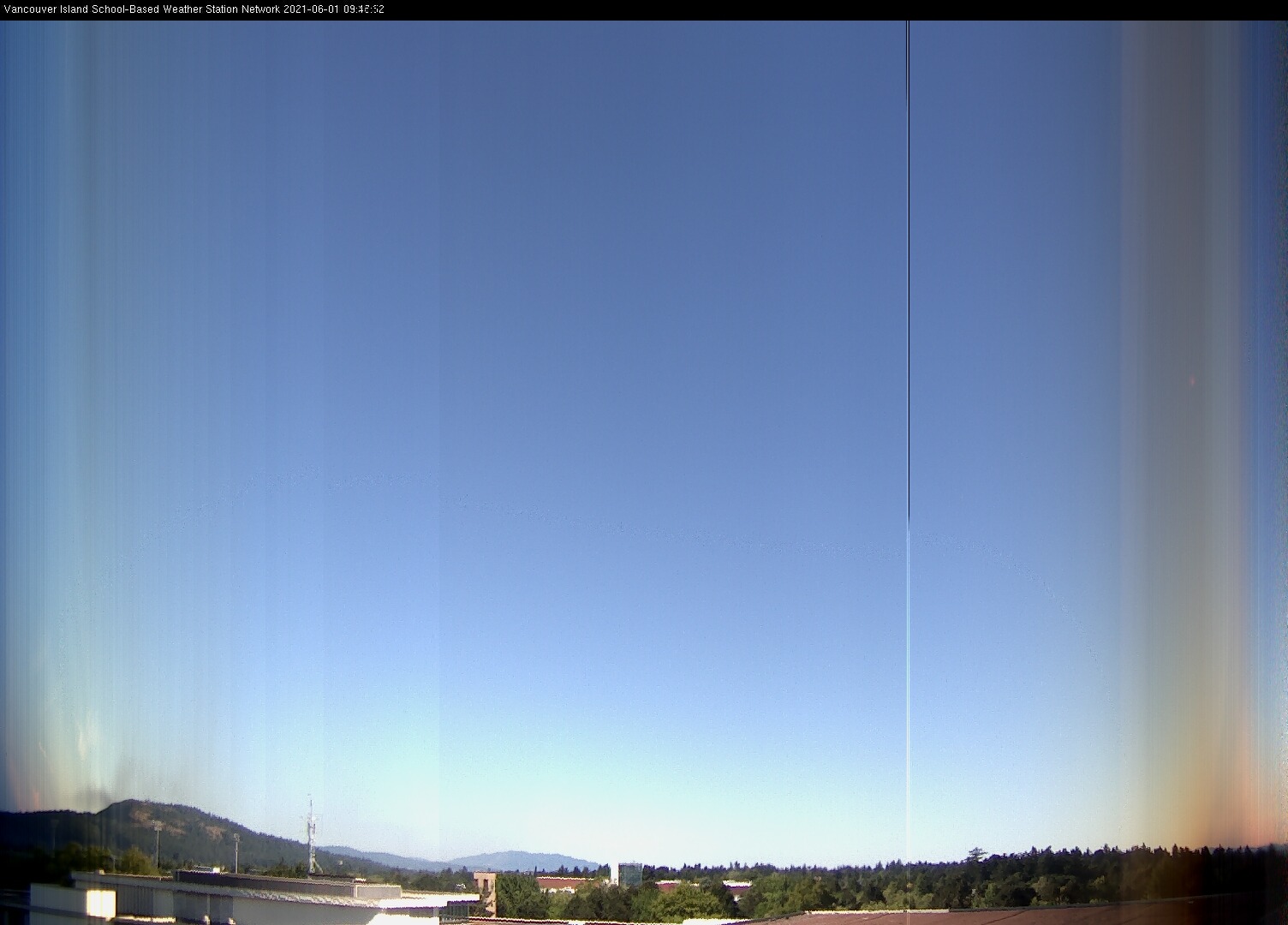 image of the sky seen from UVic, each column of pixels is a different minute, keogram