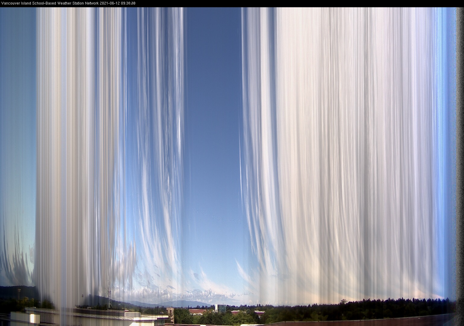 image of the sky seen from UVic, each column of pixels is a different minute, keogram