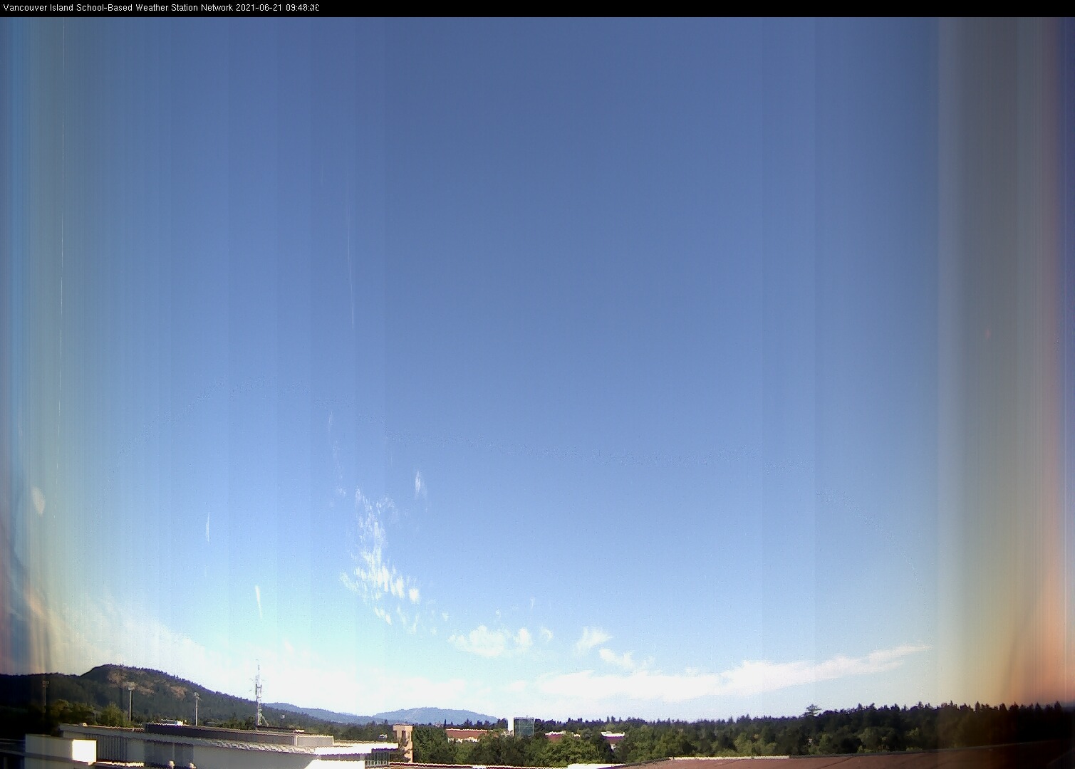 image of the sky seen from UVic, each column of pixels is a different minute, keogram