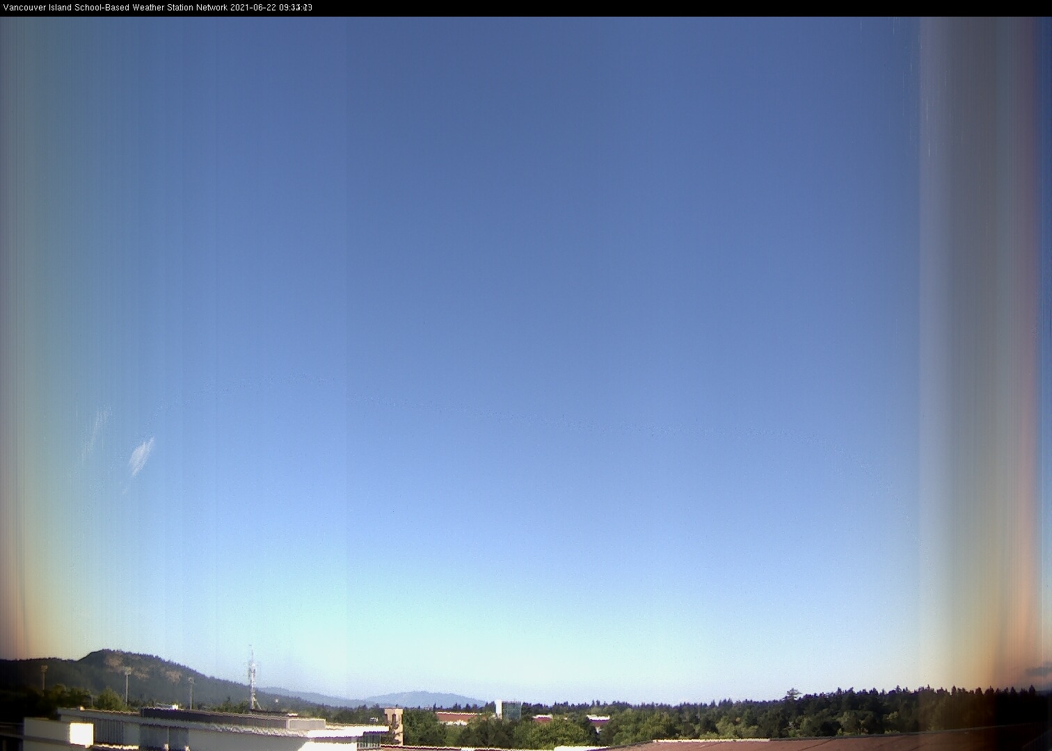 image of the sky seen from UVic, each column of pixels is a different minute, keogram