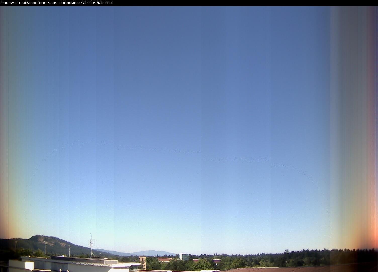 image of the sky seen from UVic, each column of pixels is a different minute, keogram