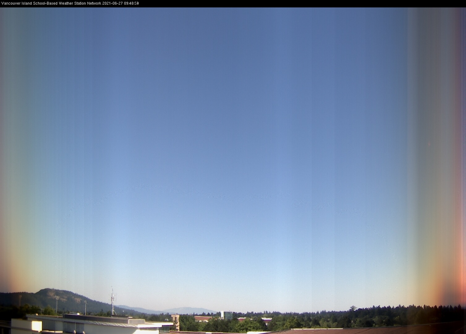 image of the sky seen from UVic, each column of pixels is a different minute, keogram