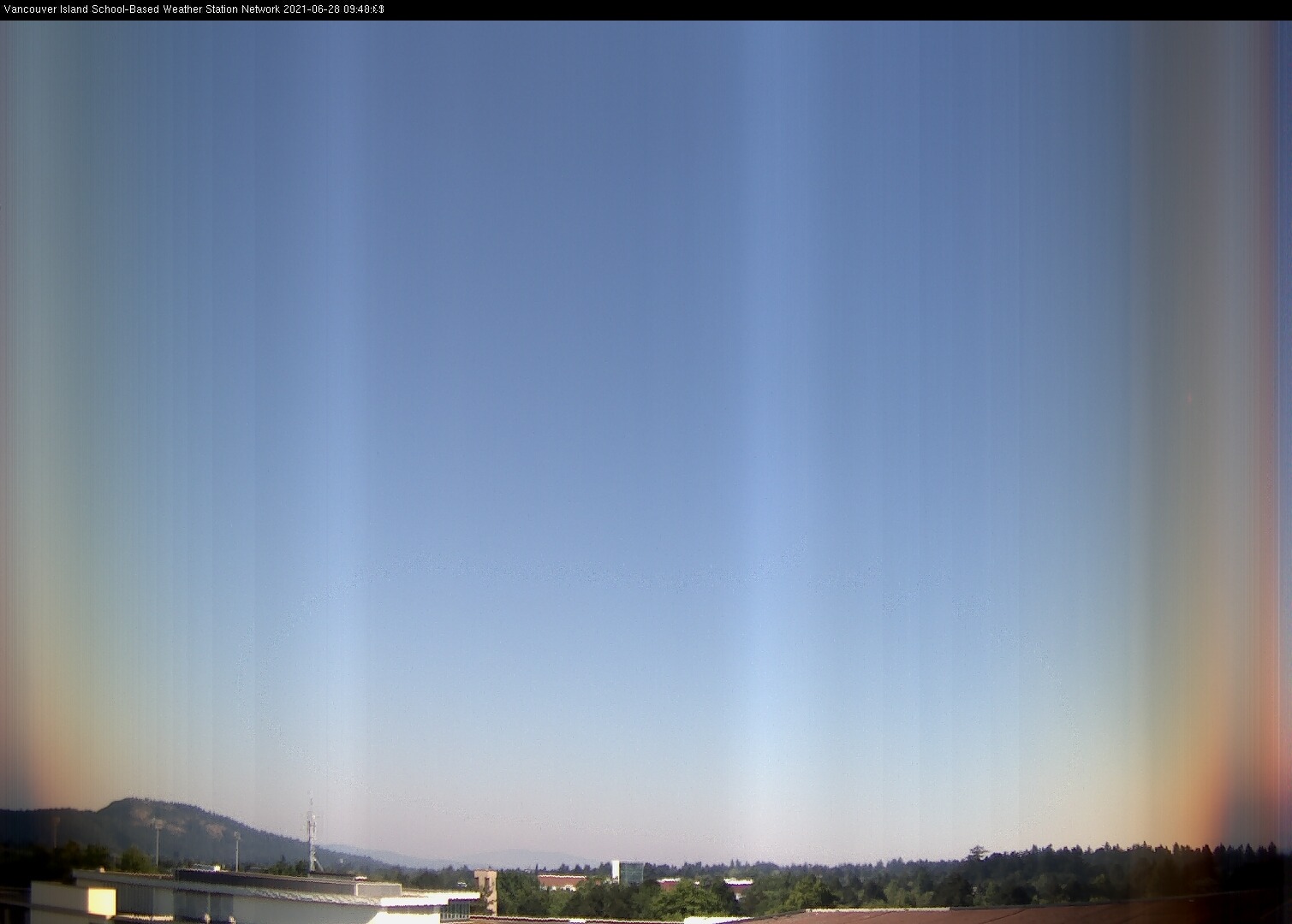 image of the sky seen from UVic, each column of pixels is a different minute, keogram