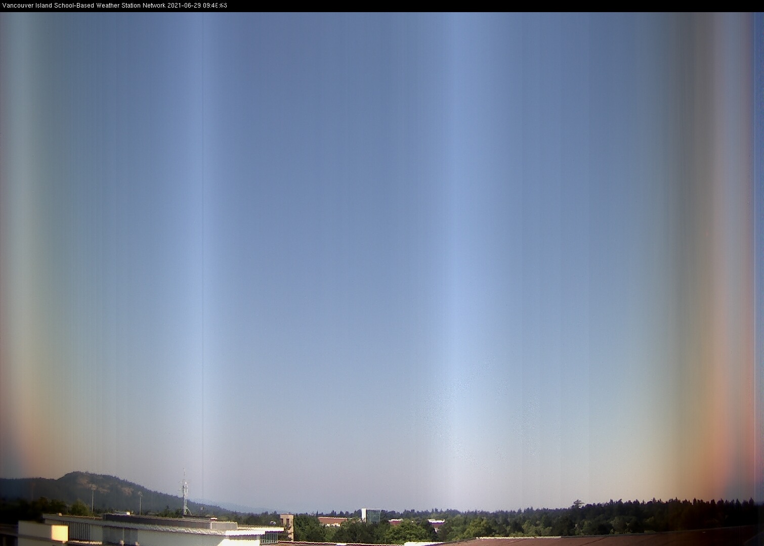image of the sky seen from UVic, each column of pixels is a different minute, keogram