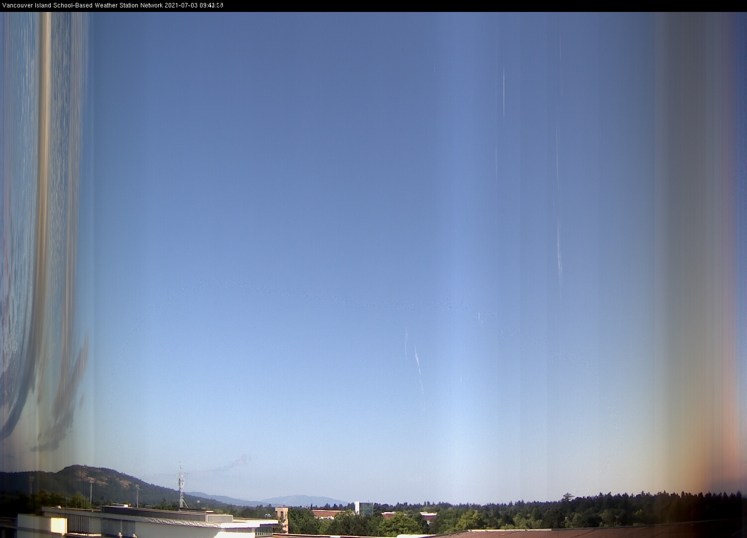 image of the sky seen from UVic, each column of pixels is a different minute, keogram