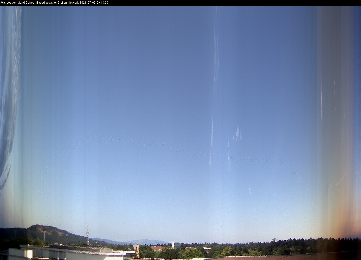 image of the sky seen from UVic, each column of pixels is a different minute, keogram