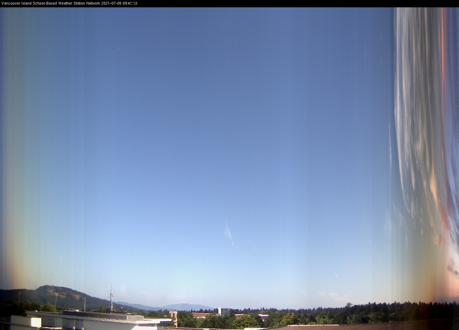 image of the sky seen from UVic, each column of pixels is a different minute, keogram