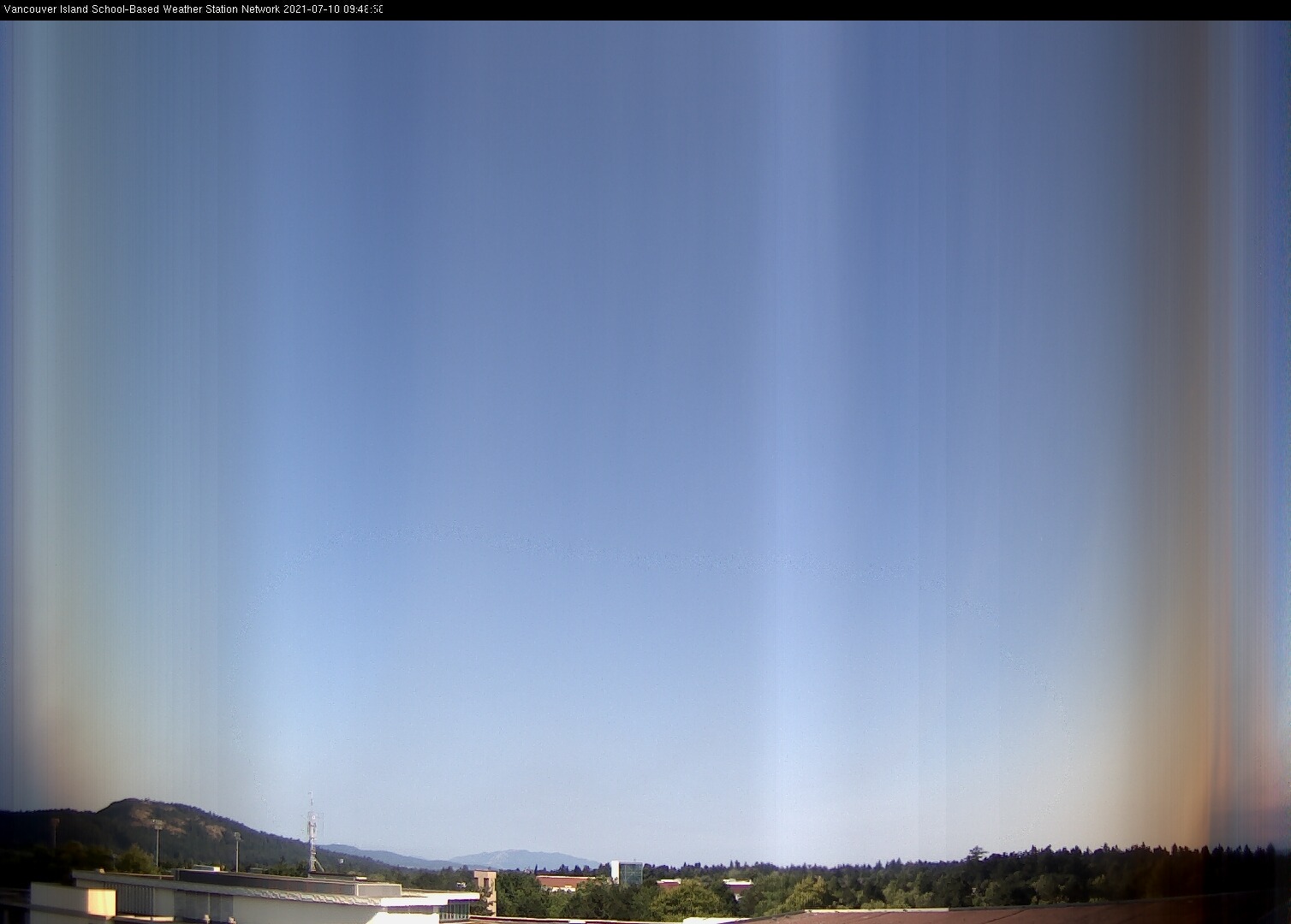 image of the sky seen from UVic, each column of pixels is a different minute, keogram