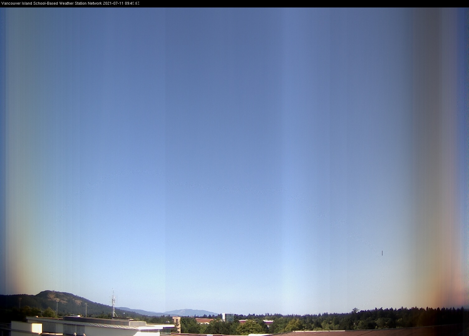 image of the sky seen from UVic, each column of pixels is a different minute, keogram