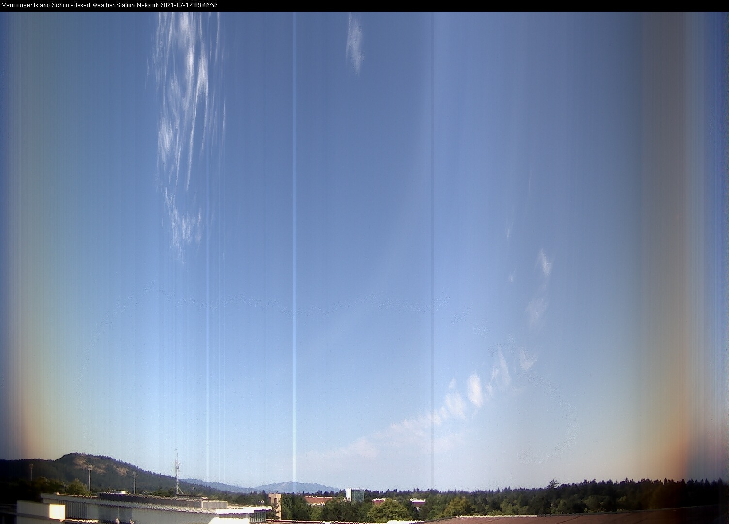 image of the sky seen from UVic, each column of pixels is a different minute, keogram