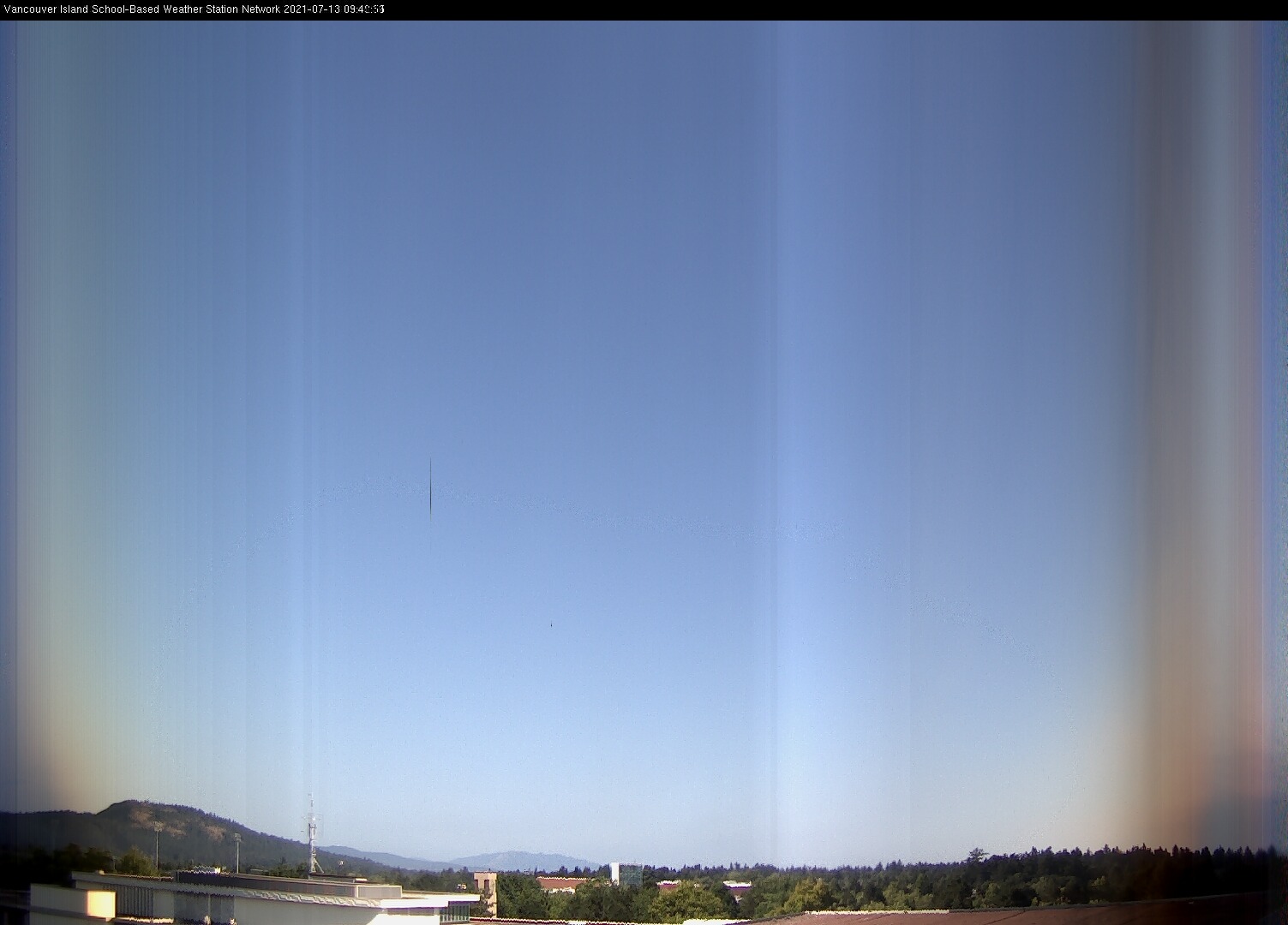image of the sky seen from UVic, each column of pixels is a different minute, keogram