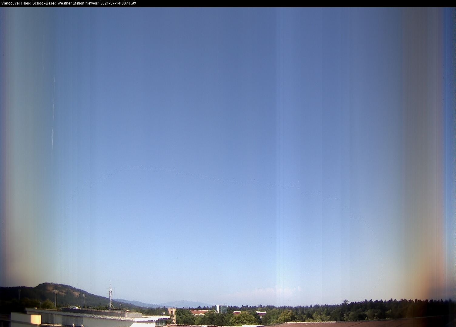 image of the sky seen from UVic, each column of pixels is a different minute, keogram