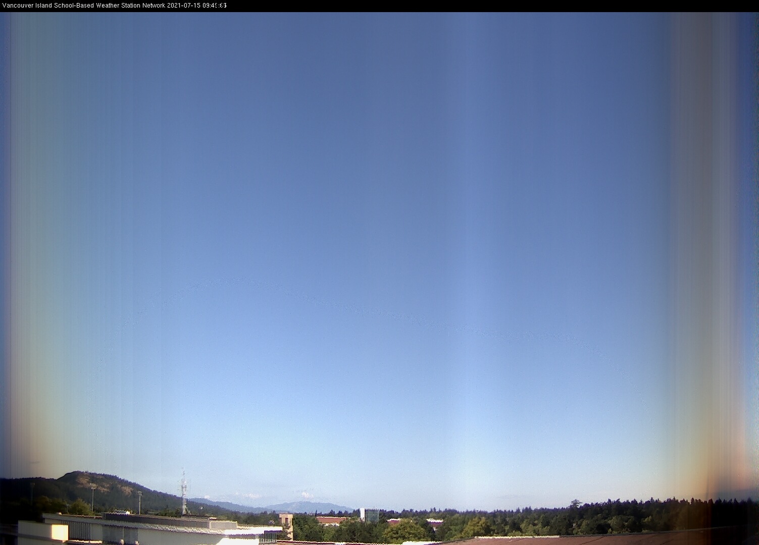 image of the sky seen from UVic, each column of pixels is a different minute, keogram