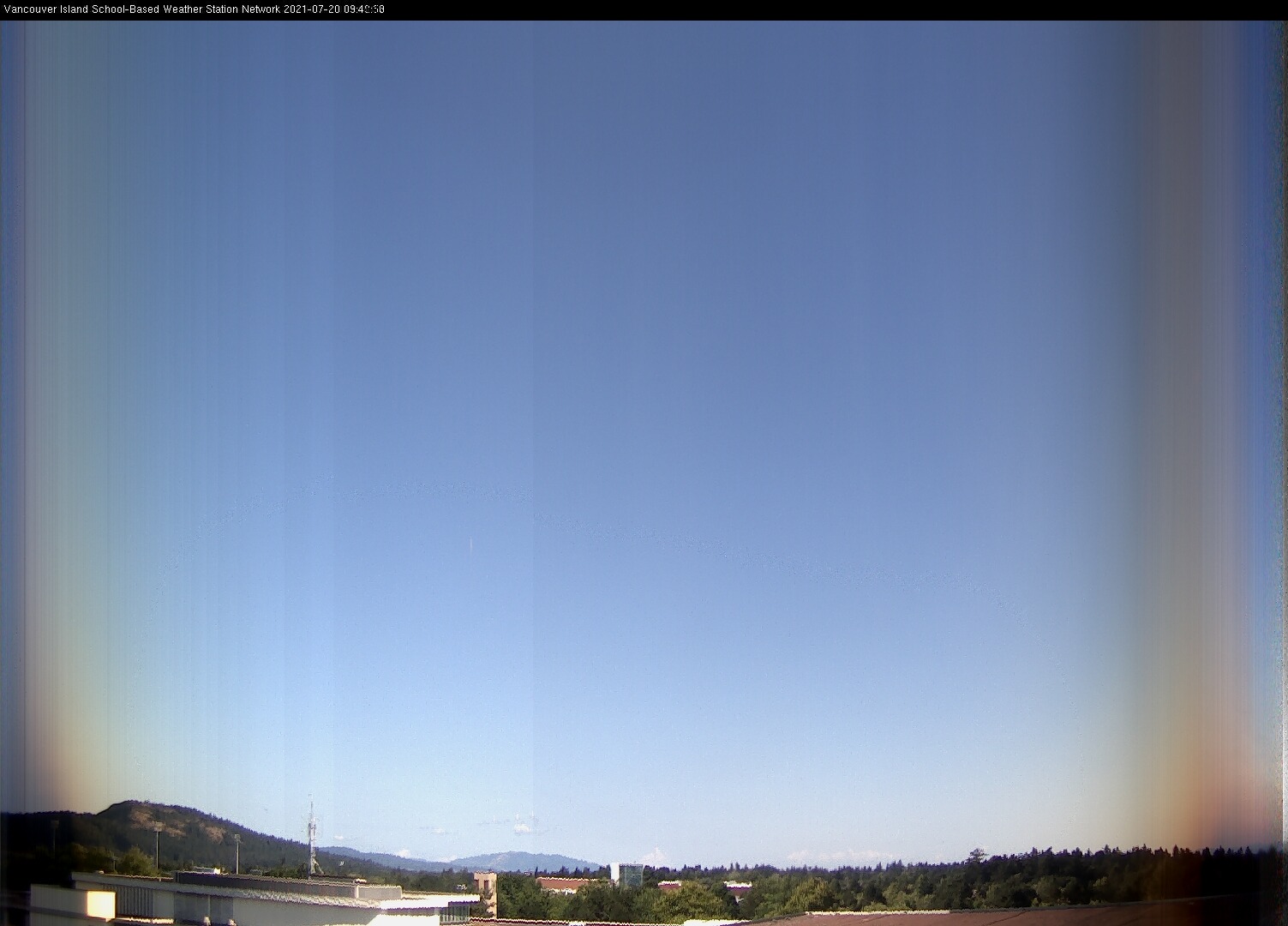 image of the sky seen from UVic, each column of pixels is a different minute, keogram
