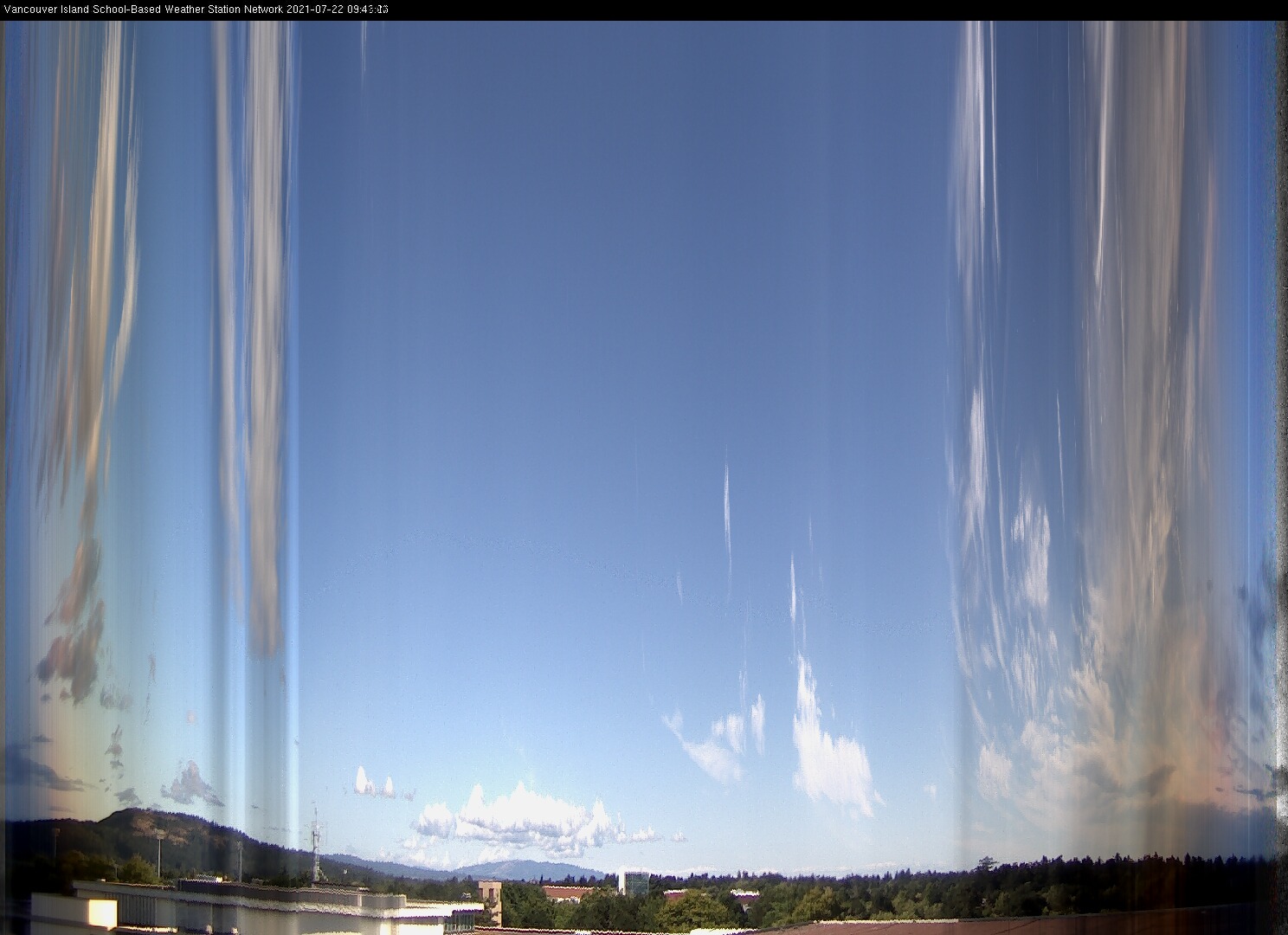 image of the sky seen from UVic, each column of pixels is a different minute, keogram