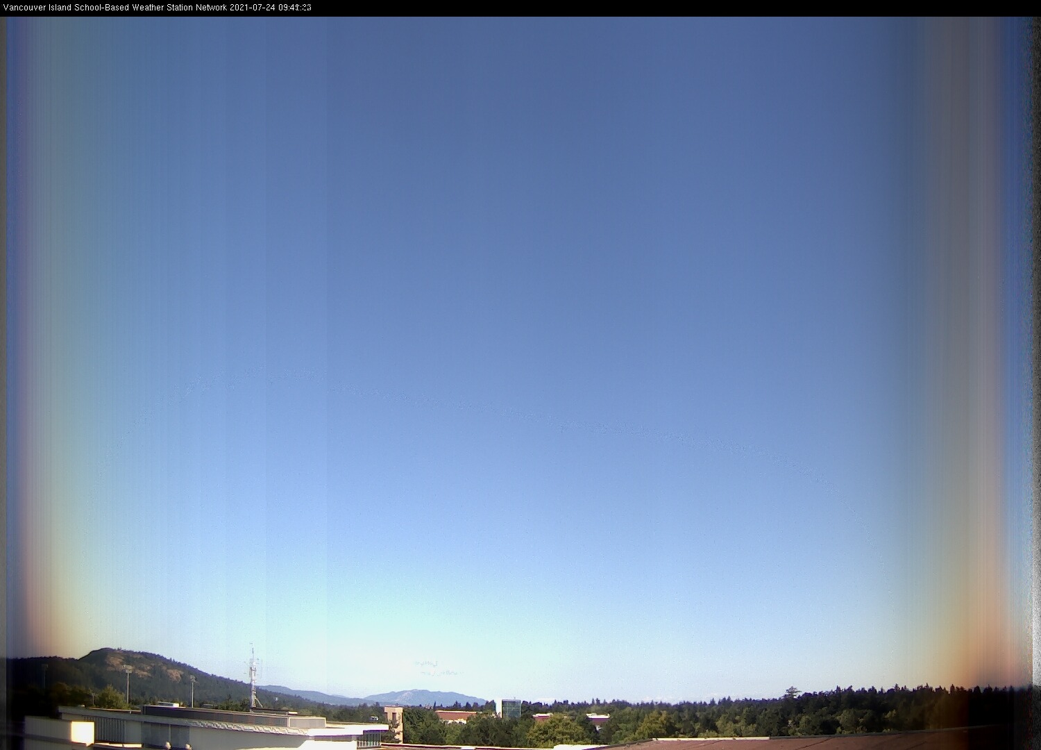 image of the sky seen from UVic, each column of pixels is a different minute, keogram