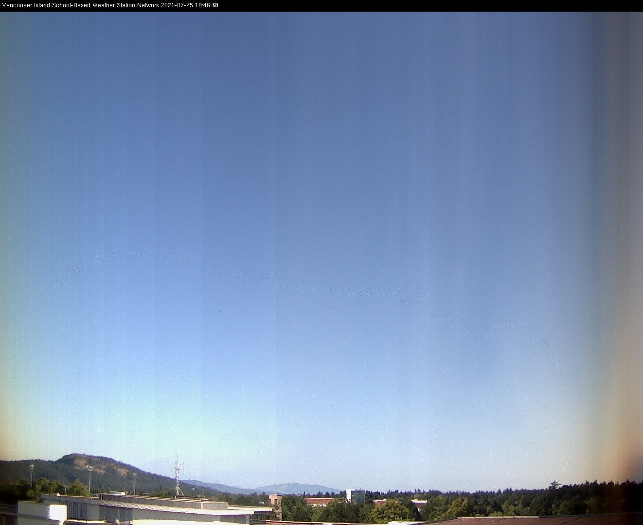 image of the sky seen from UVic, each column of pixels is a different minute, keogram
