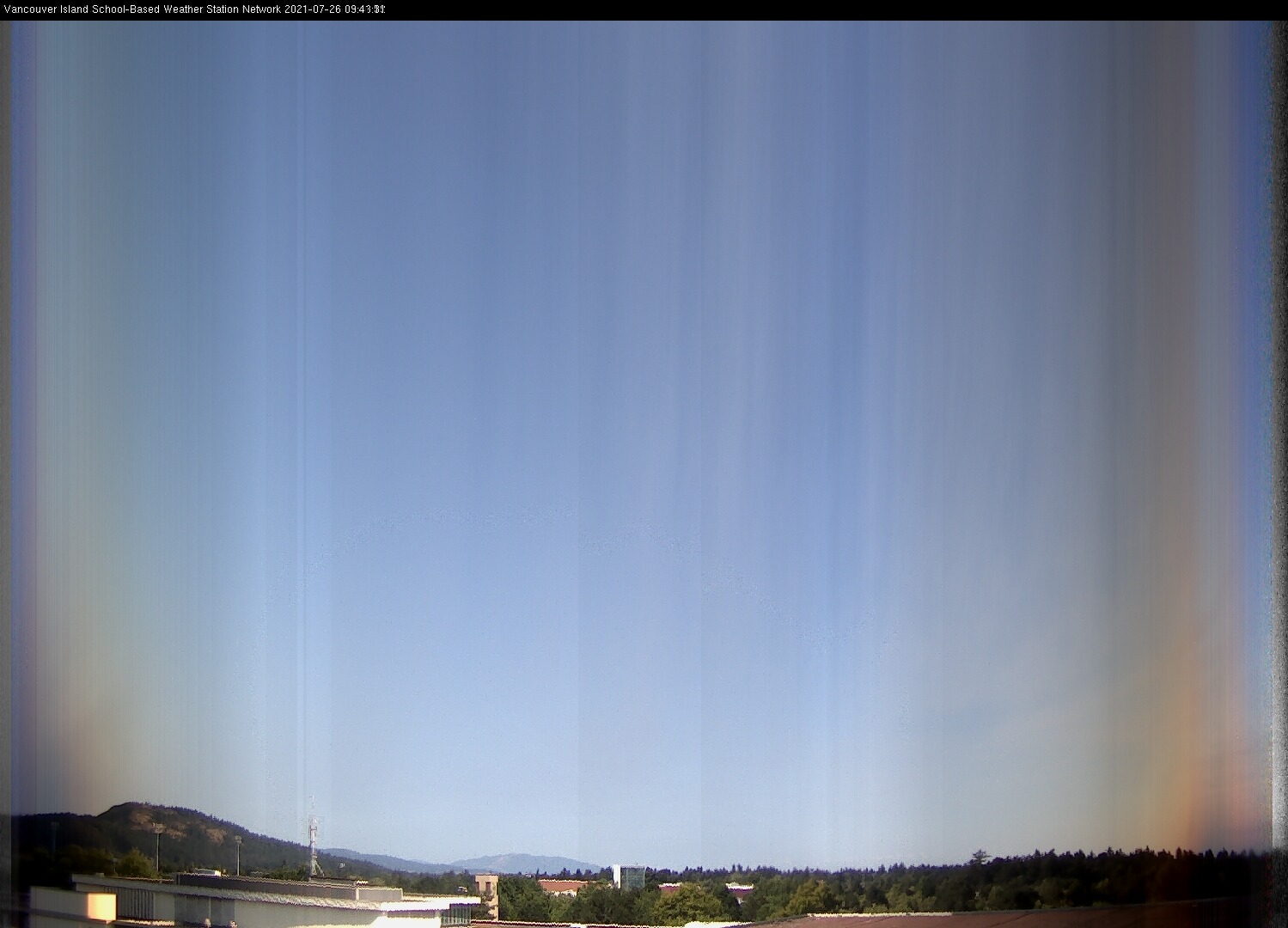 image of the sky seen from UVic, each column of pixels is a different minute, keogram