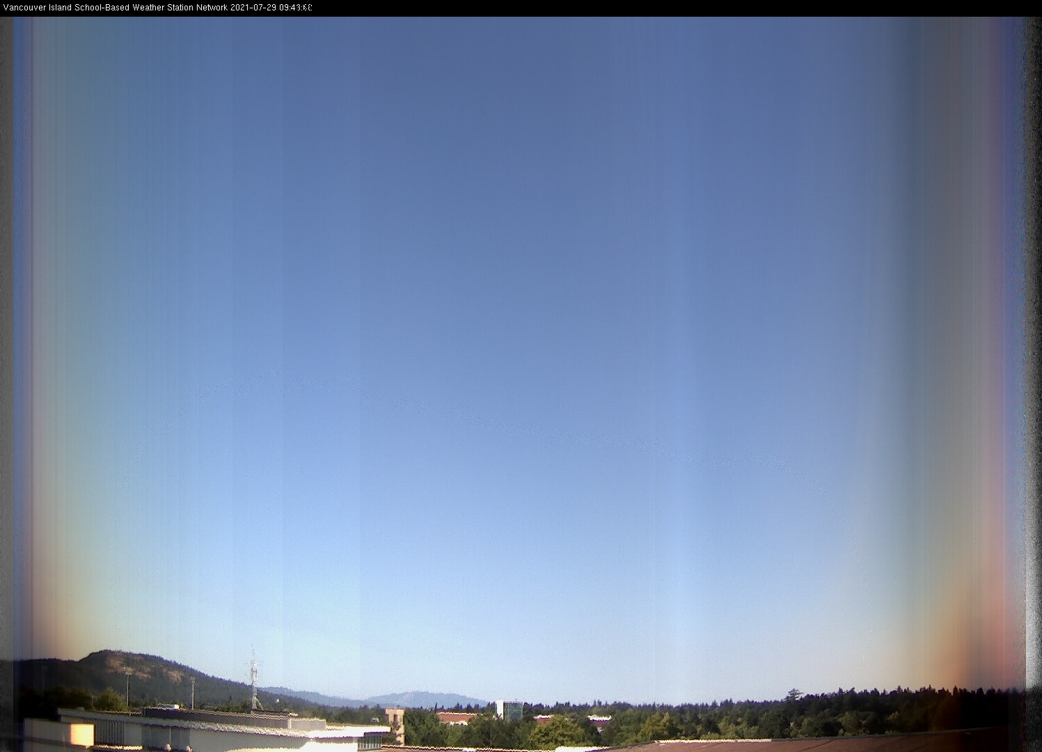 image of the sky seen from UVic, each column of pixels is a different minute, keogram