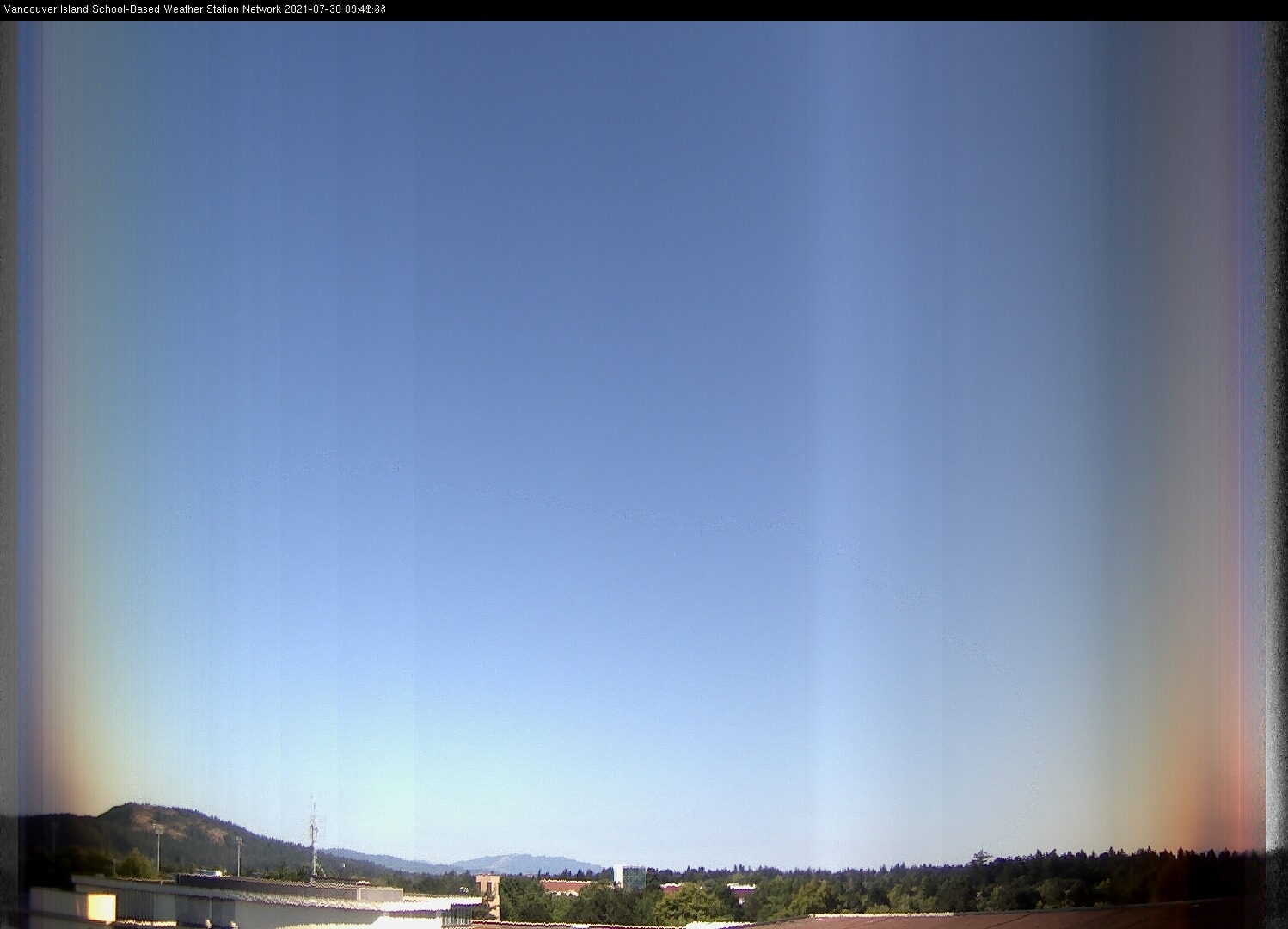 image of the sky seen from UVic, each column of pixels is a different minute, keogram