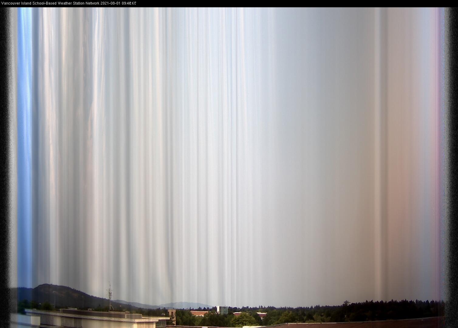 image of the sky seen from UVic, each column of pixels is a different minute, keogram