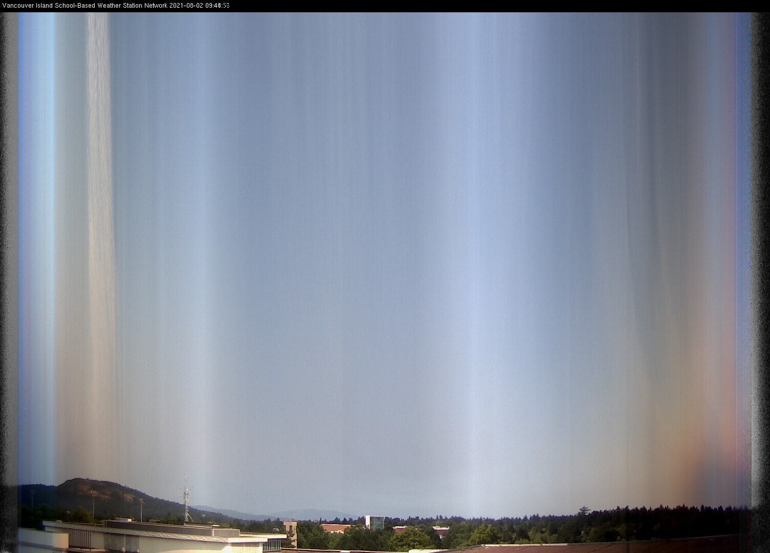 image of the sky seen from UVic, each column of pixels is a different minute, keogram