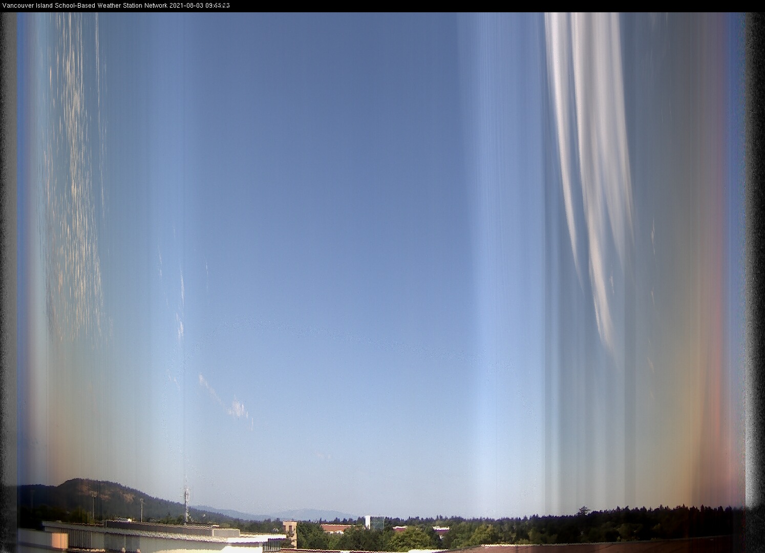 image of the sky seen from UVic, each column of pixels is a different minute, keogram