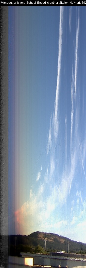 image of the sky seen from UVic, each column of pixels is a different minute, keogram