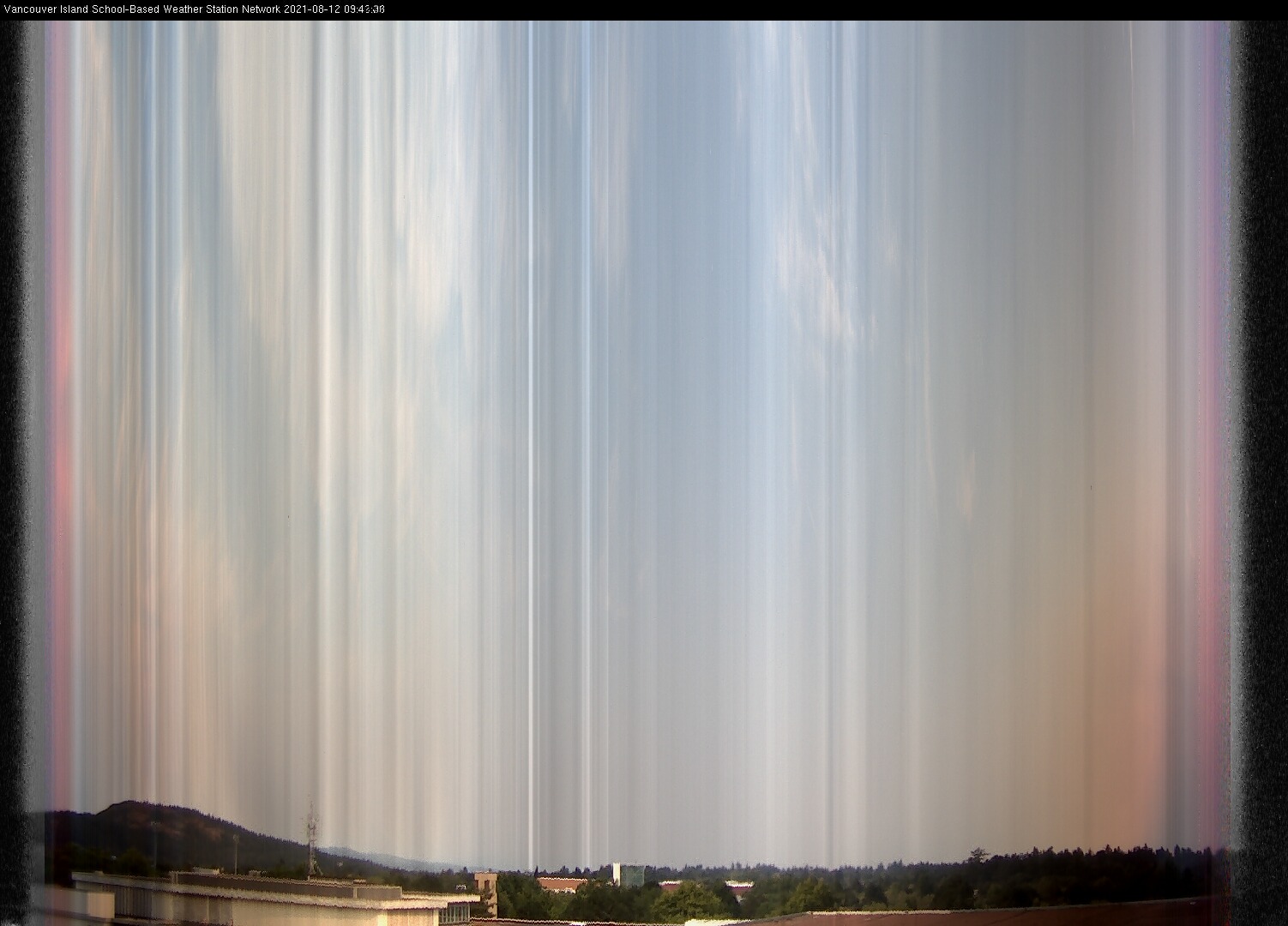 image of the sky seen from UVic, each column of pixels is a different minute, keogram