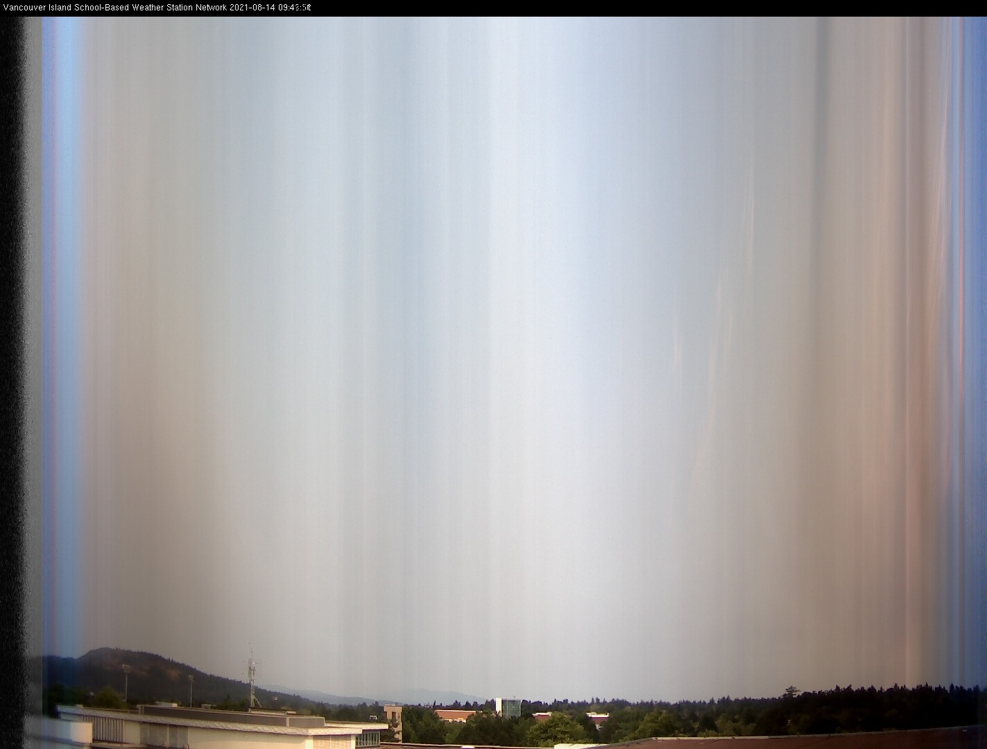 image of the sky seen from UVic, each column of pixels is a different minute, keogram