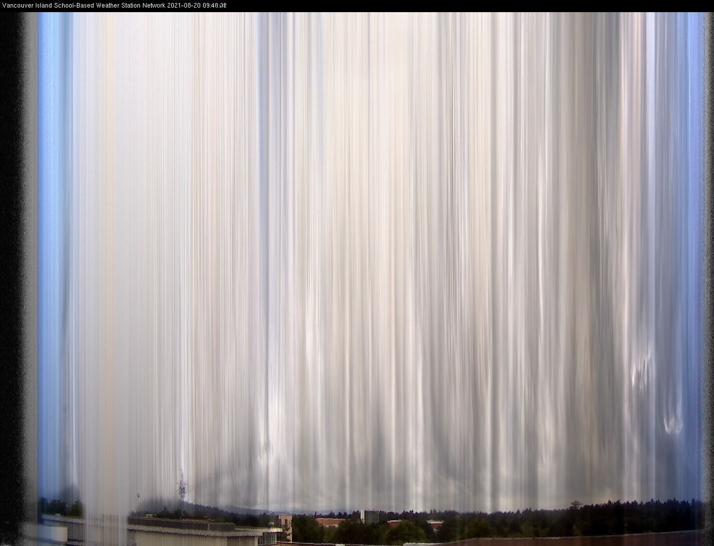 image of the sky seen from UVic, each column of pixels is a different minute, keogram