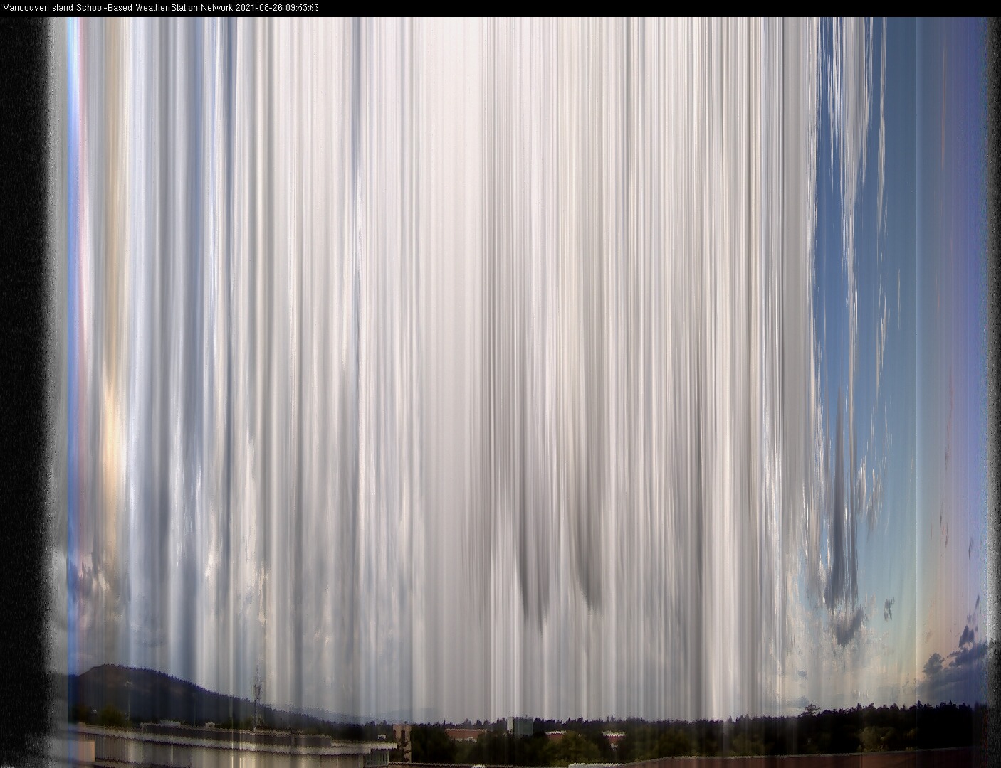 image of the sky seen from UVic, each column of pixels is a different minute, keogram