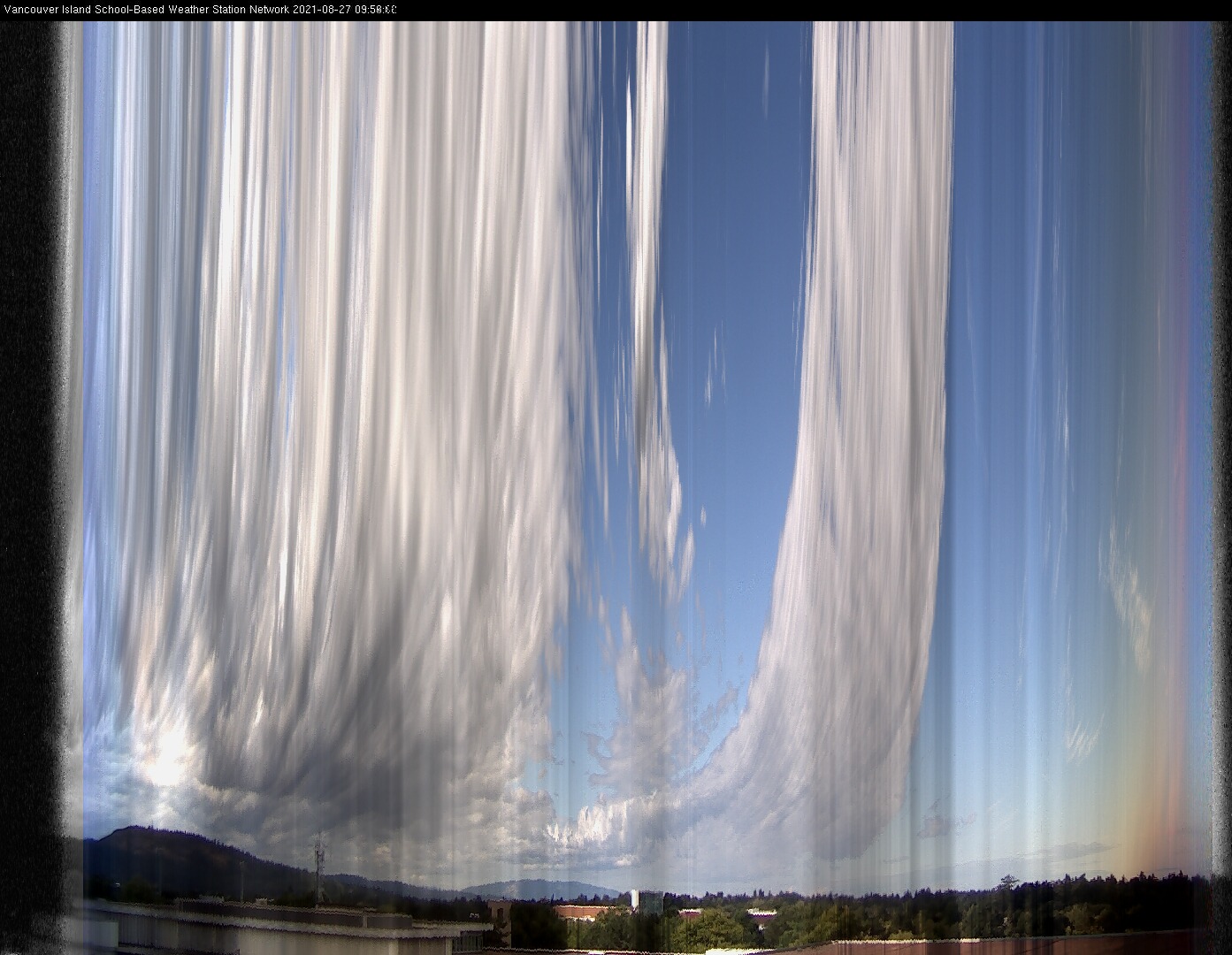 image of the sky seen from UVic, each column of pixels is a different minute, keogram