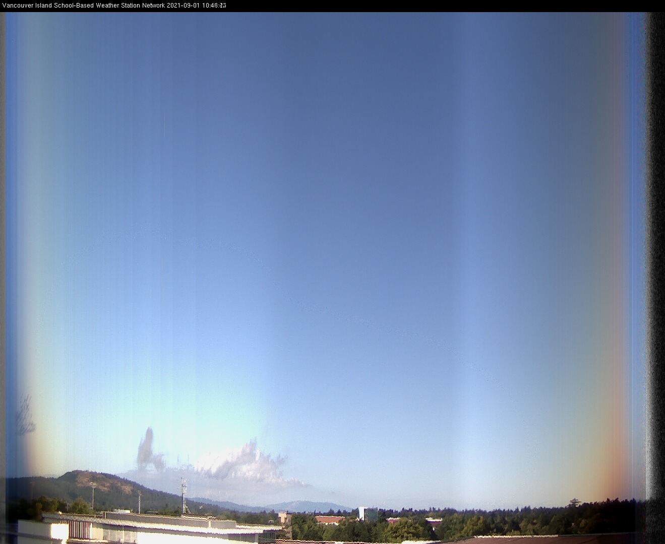 image of the sky seen from UVic, each column of pixels is a different minute, keogram
