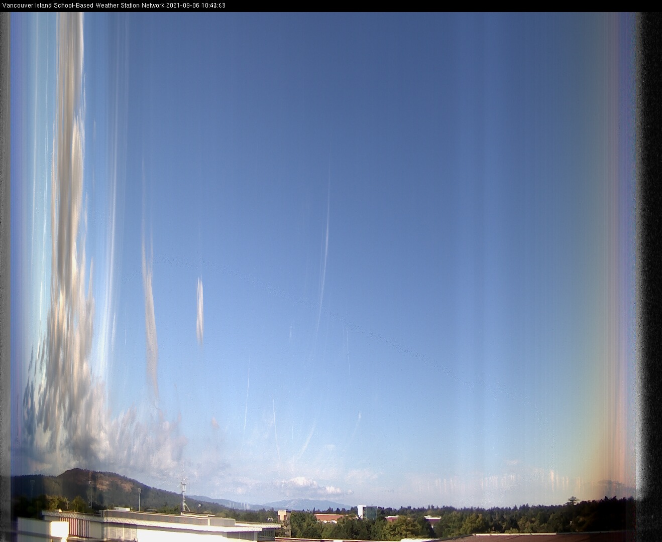 image of the sky seen from UVic, each column of pixels is a different minute, keogram