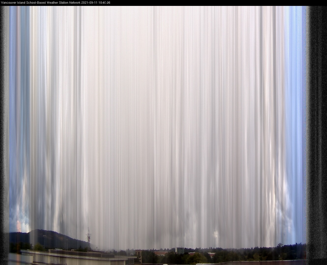 image of the sky seen from UVic, each column of pixels is a different minute, keogram