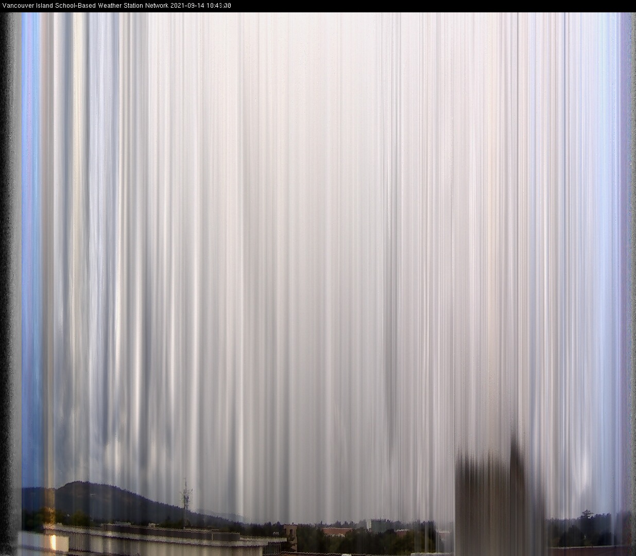 image of the sky seen from UVic, each column of pixels is a different minute, keogram