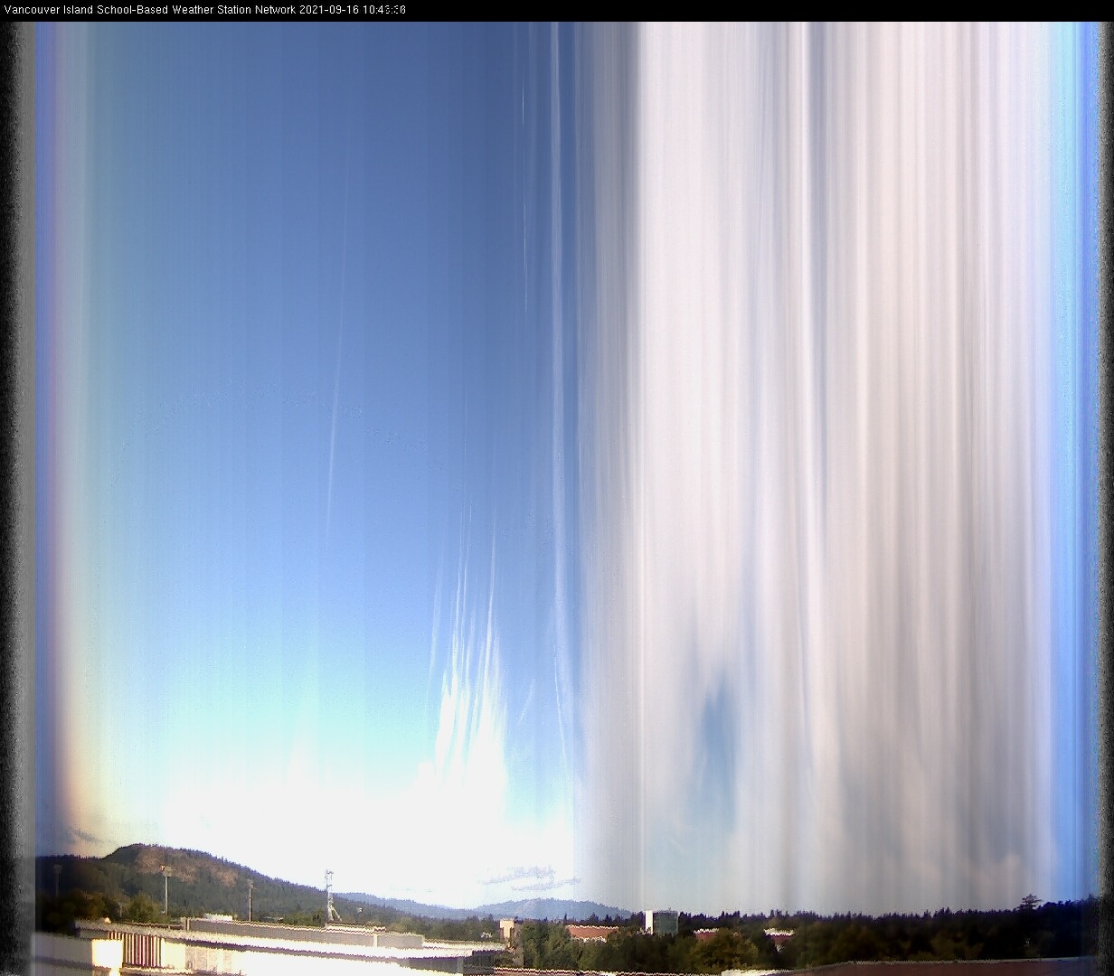 image of the sky seen from UVic, each column of pixels is a different minute, keogram