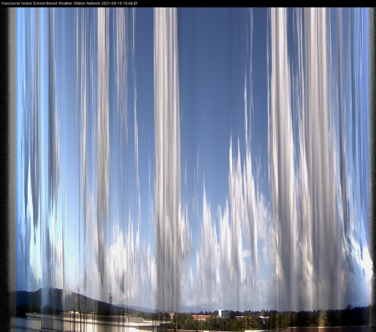 image of the sky seen from UVic, each column of pixels is a different minute, keogram