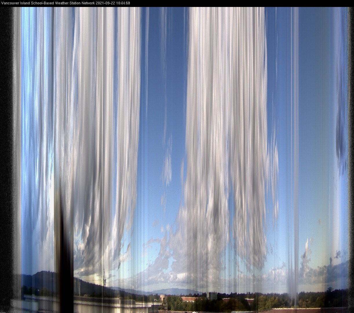 image of the sky seen from UVic, each column of pixels is a different minute, keogram