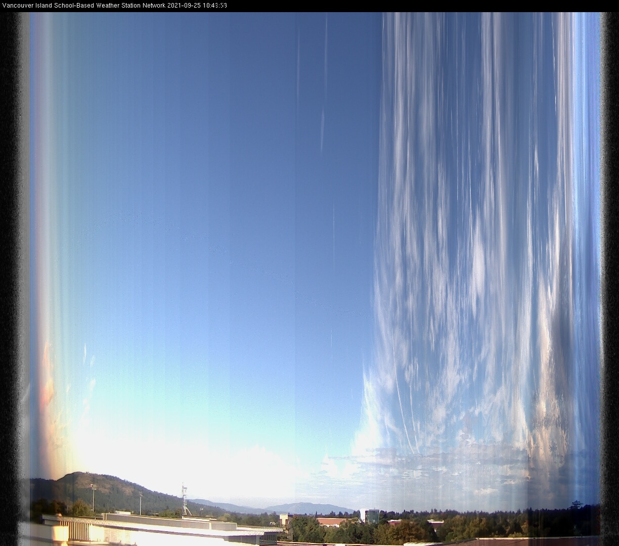 image of the sky seen from UVic, each column of pixels is a different minute, keogram